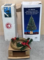 Small Lighted Christmas Trees And Avon Wreath