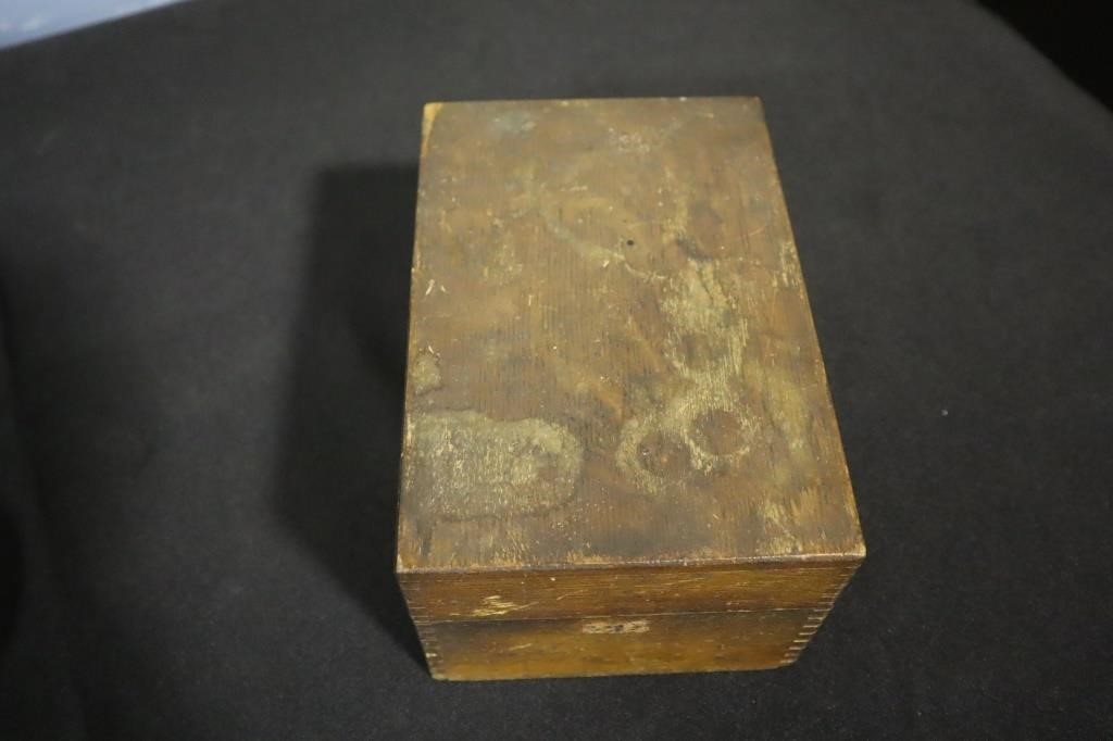 Oak file box marked Caroline, Queen Anne, Kent,