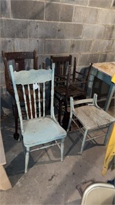 Assorted wooden chairs, (6)