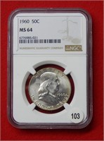 1960 Franklin Silver Half Dollar NGC MS64