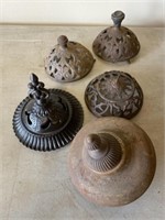 (4) Cast Iron and (1) Tin Stove Toppers