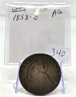 1858-O Half Dollar AG