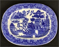 Antique Staffordshire Blue Willow Platter