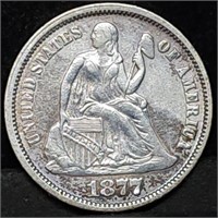 1877 Seated Liberty Silver Dime, High Grade