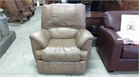 Beige Leather  Recliner Chair