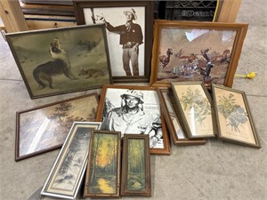 Antique and Vintage Framed Prints and Mirror 17”