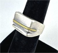 925 Silver Rope Accent Band Ring