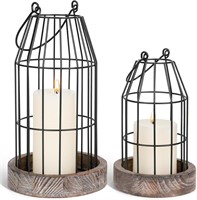 Rustic Wire Metal Cloche Set of 2 Candle Lantern