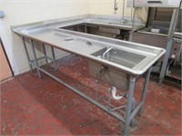 Stainless Steel Dishwashing Table w/ Sinks-
