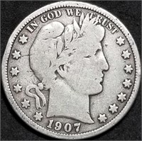 1907-S Barber Silver Half Dollar from Set