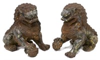 (2) CHINESE CAST IRON FOO DOGS/ GUARDIAN LIONS