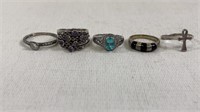 5 Ladies .925 Silver Rings