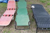 2 Folding Lounge Chairs & 1 Fold Up Cot