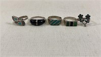 5 Inlayed .925 Silver Rings
