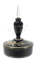Vtg Fostoria Black Amethyst Glass Perfume Bottle