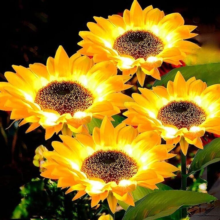 ANGMLN 4 Pack Solar Sunflower Lights