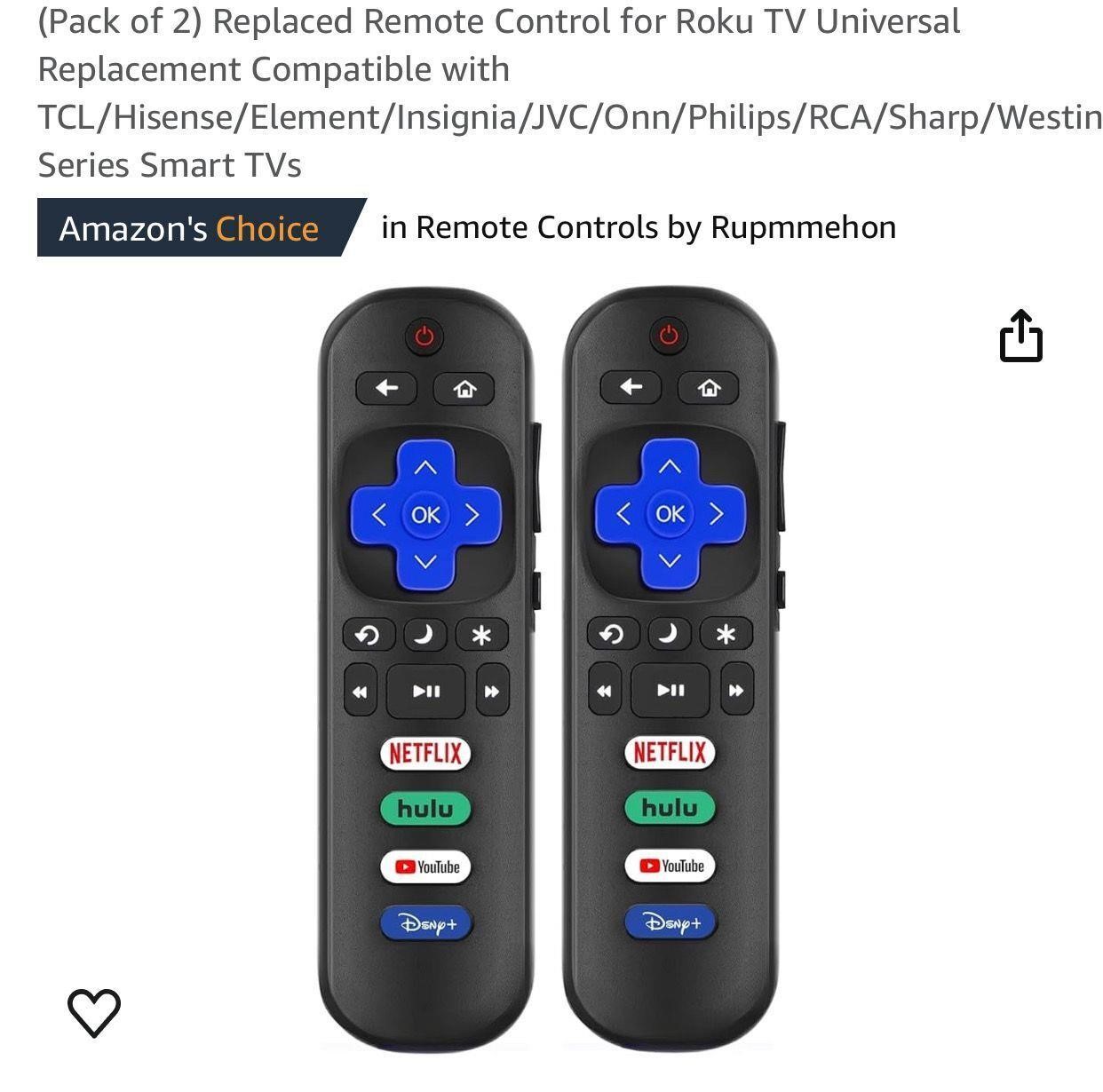 Replaced Remote Control for Roku TV