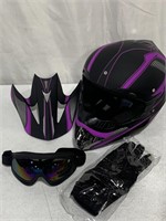 MOTORCROSS HELMET W/GOGGLES AND GLOVES LARGE