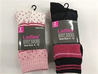 4 New Pairs Ladies Boot Socks Size 3-10