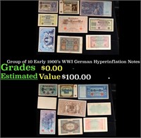 Group of 10 Early 1900's WWI German Hyperinflation