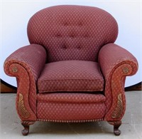 Vintage Red Upholstered Arm Chair