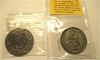 (2) Mexico Silver Peso Coins