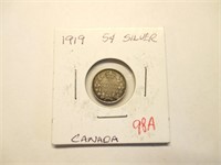 1919 Canadian Five Cent Silver Coin
