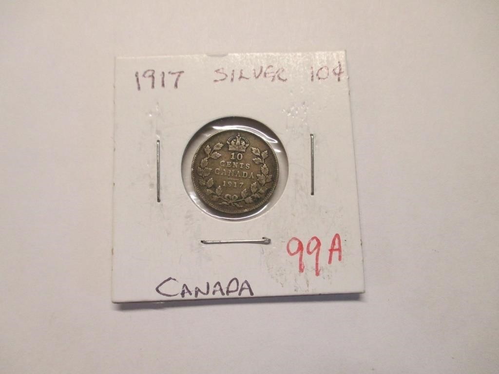 1917 Canadian Ten Cent Silver Coin