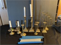 Metal candle holders/ some candles