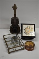 Vintage Trinket / Music Boxes. Lacquer, Glass