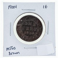 1900H Canada Large One Cent Coin MS60 Brown