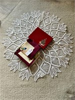 Mid Century Large Doily and Cloth Place Settings