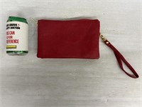 Red leather like wristlet