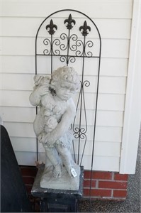 Cherub Statue w/Pedestal & Garden Stake