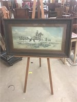 Super John Wayne print in rustic frame. 41 x 24