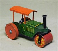 British Tin Litho Wind-Up Steam Road Roller.