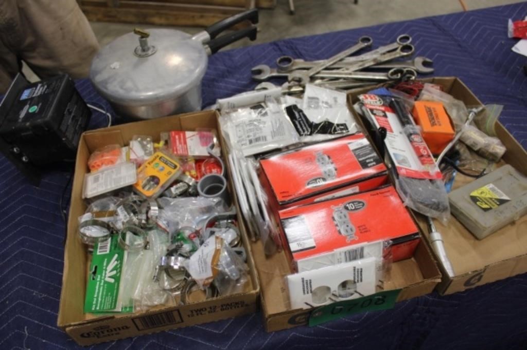 Lot of Misc Wrenches, Electrical, Pressure Cooker