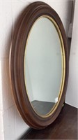 25” wood frame oval mirror