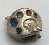 Sterling Silver Charm W Colored Stones