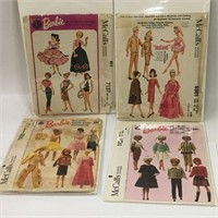 4 Mattel Barbie Sewing Patterns, Mccall's