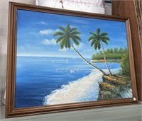 Large TROPIC scene Painting an Island Artwork