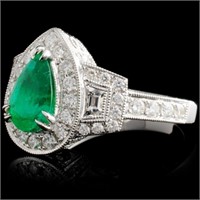 0.94ct Emerald & 1.13ct Diamond Ring 18K WG