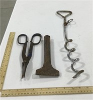 2 vintage tools w/dog stake