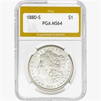 1880-S Morgan Silver Dollar PGA MS64