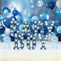 120 Pcs Baby Boy Shower Decorations Set LED Letter