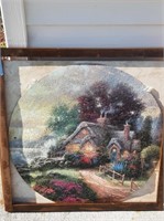 Thomas Kincaid puzzle picture with wood frame