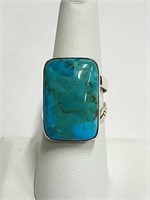 .925 Silver And Turquoise Ring - Very Nice