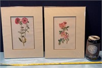 2-matted floral prints 8x11in