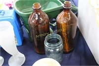 AMBER CLOROX BOTTLES - CANNING JAR