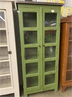 GREEN GLASS FRONT CUPBOARD
